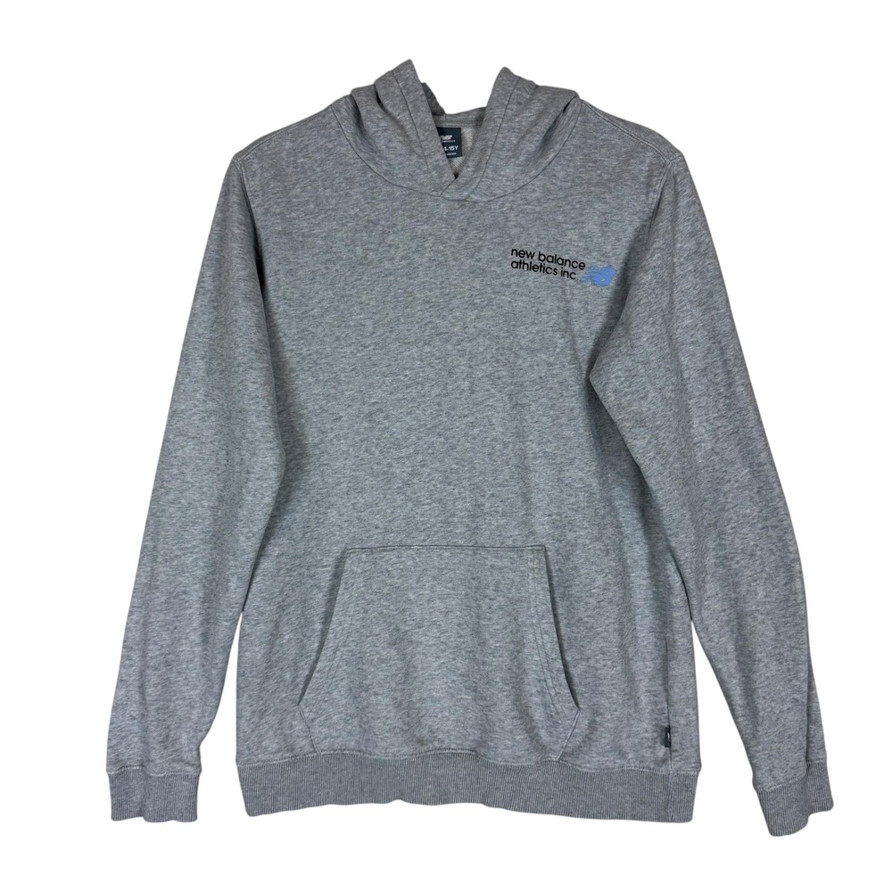 New Balance Hoodie Sweatshirt Kids XL 14-15Y Gray Pullover Fleece Logo Athletic